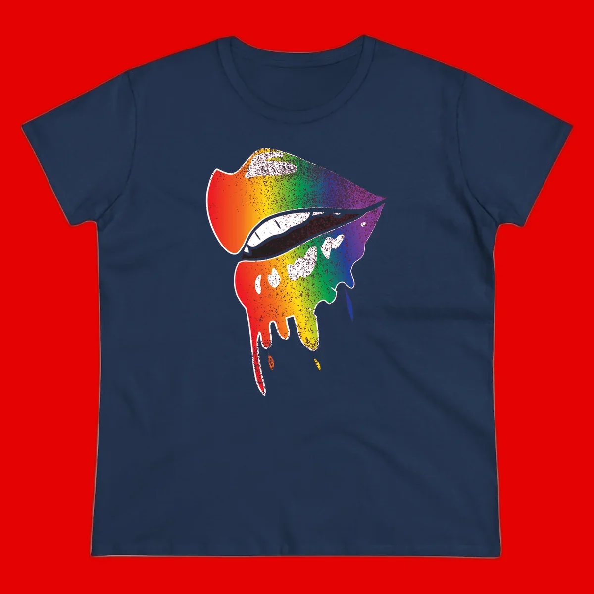 Rainbow-fish-pride-art illustration featuring a colorful fish head with open mouth in full spectrum gradient colors from red to purple with white details