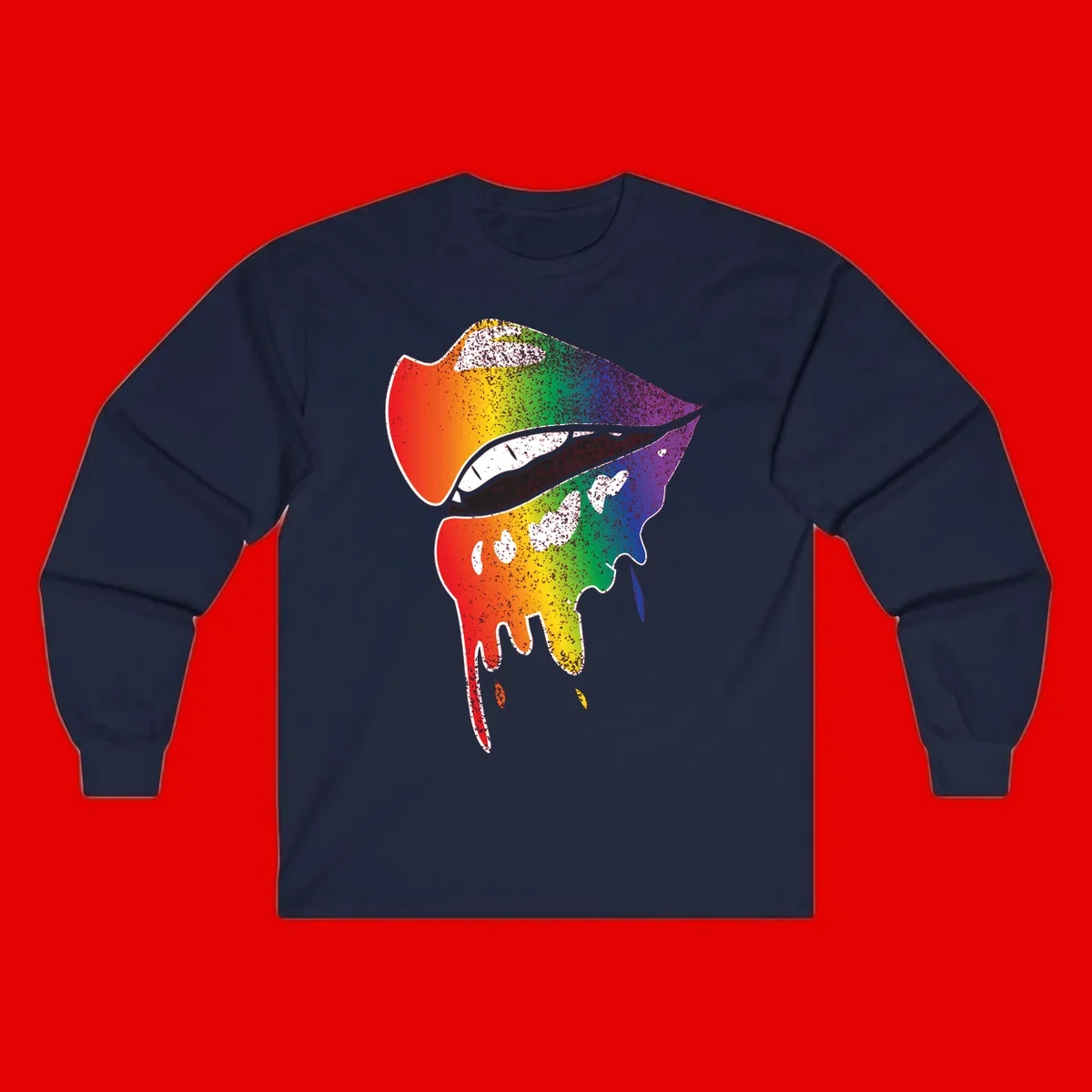 Rainbow-fish-pride-art illustration featuring a colorful fish head with open mouth in full spectrum gradient colors from red to purple with white details