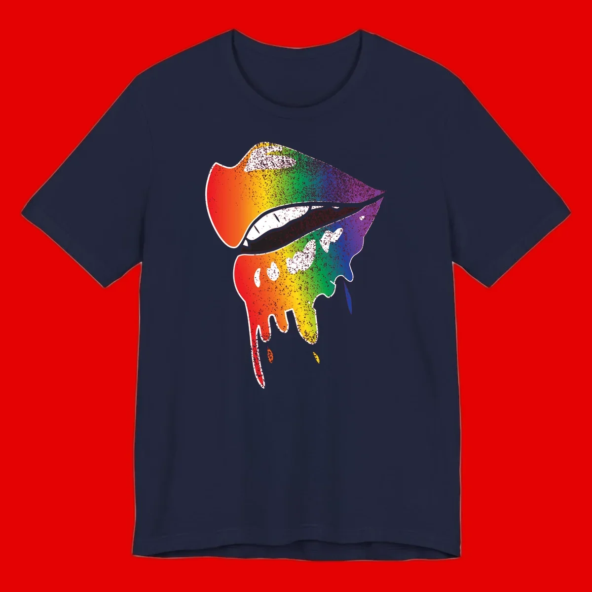Rainbow-fish-pride-art illustration featuring a colorful fish head with open mouth in full spectrum gradient colors from red to purple with white details