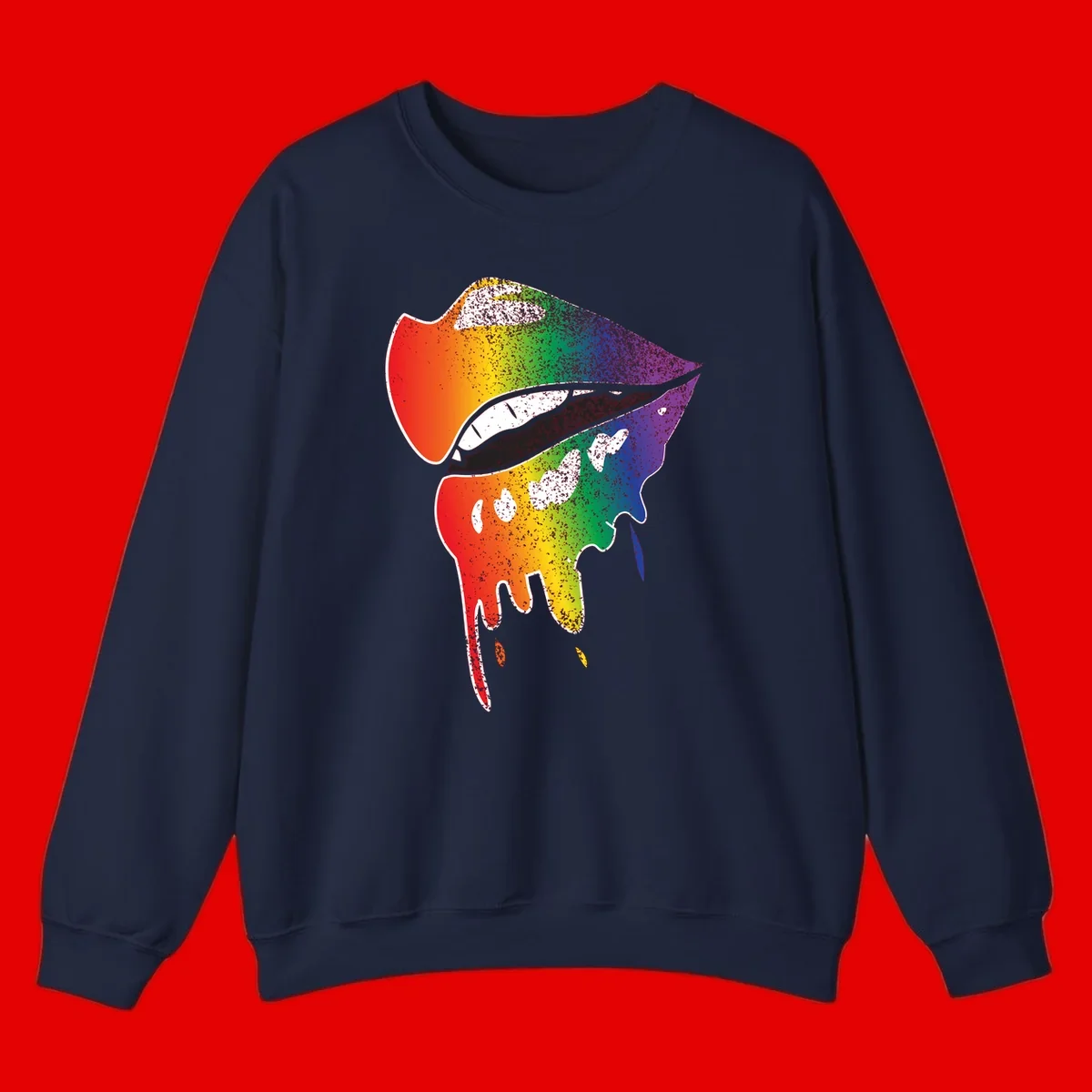 Rainbow-fish-pride-art illustration featuring a colorful fish head with open mouth in full spectrum gradient colors from red to purple with white details