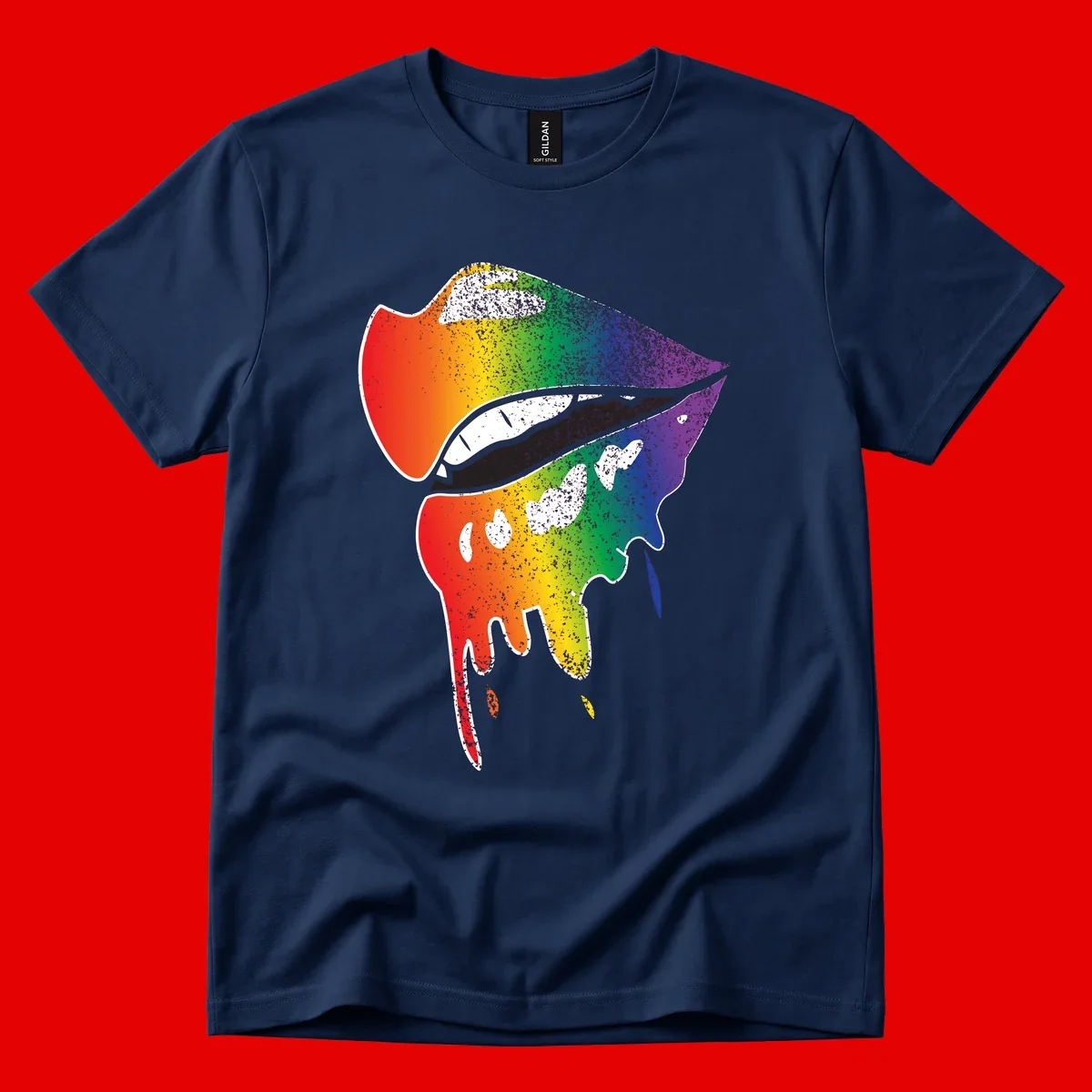 Rainbow-fish-pride-art illustration featuring a colorful fish head with open mouth in full spectrum gradient colors from red to purple with white details