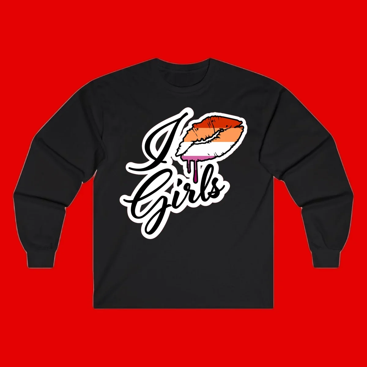 Illustrated girls trip lobster roll design with pride flag colors and flowing script lettering
