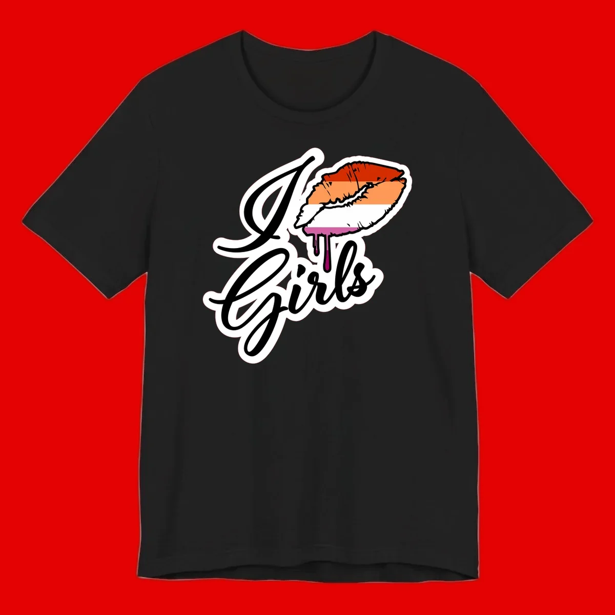 Illustrated girls trip lobster roll design with pride flag colors and flowing script lettering