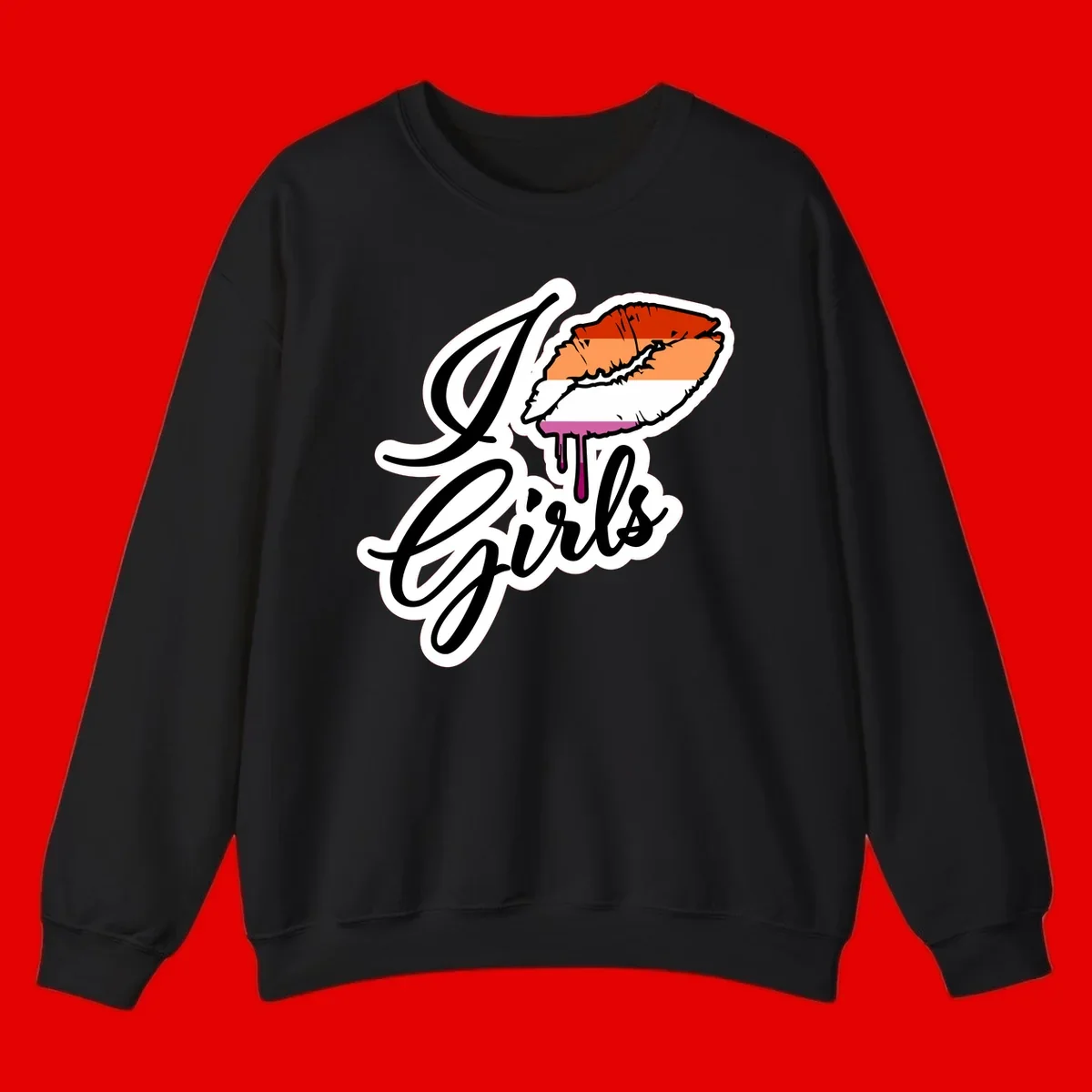 Illustrated girls trip lobster roll design with pride flag colors and flowing script lettering