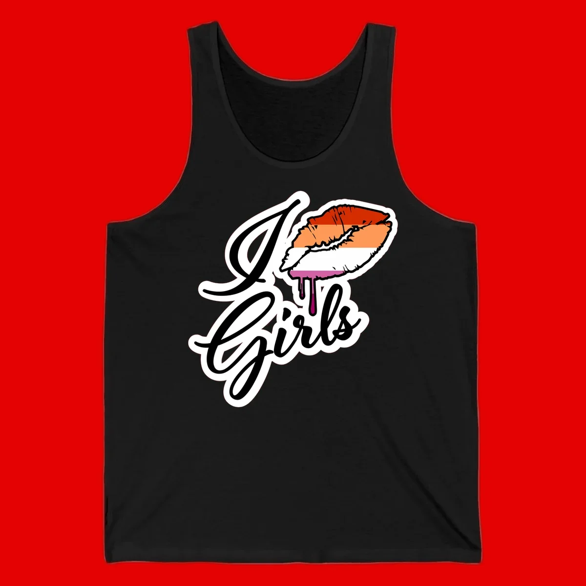 Illustrated girls trip lobster roll design with pride flag colors and flowing script lettering