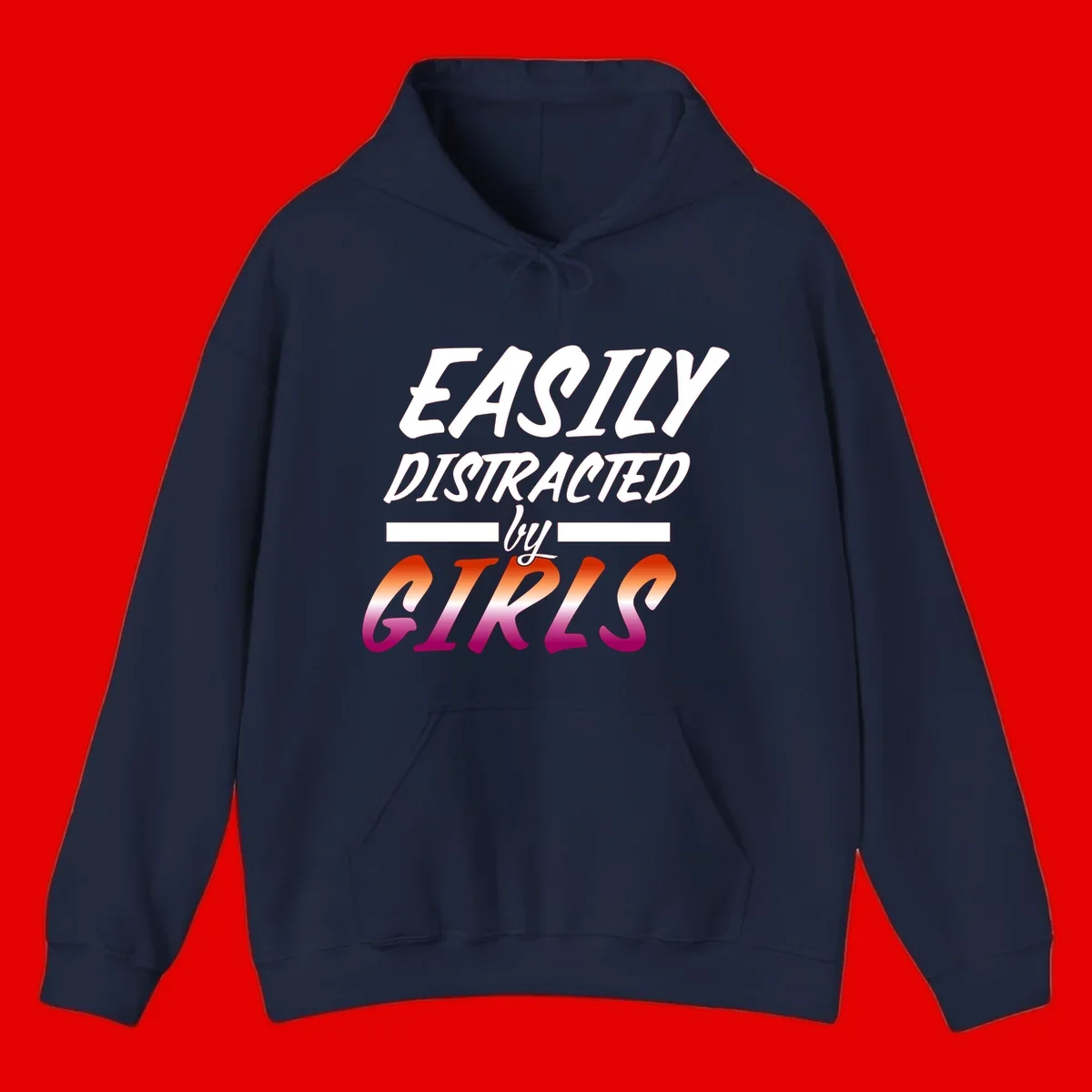 White and gradient red-to-pink text design reading 'Easily Distracted by GIKS' on gray background