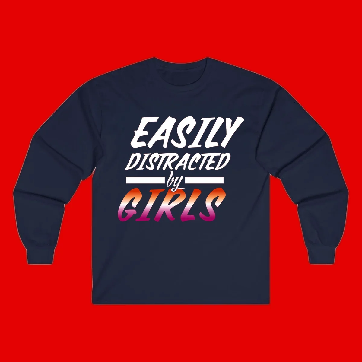 White and gradient red-to-pink text design reading 'Easily Distracted by GIKS' on gray background