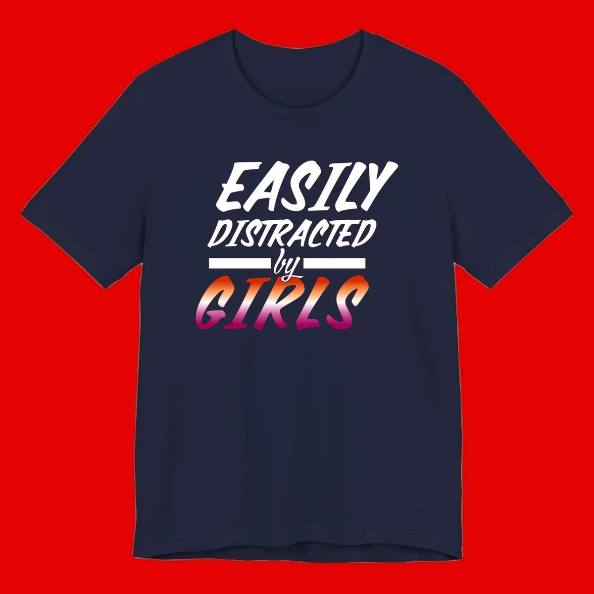 White and gradient red-to-pink text design reading 'Easily Distracted by GIKS' on gray background