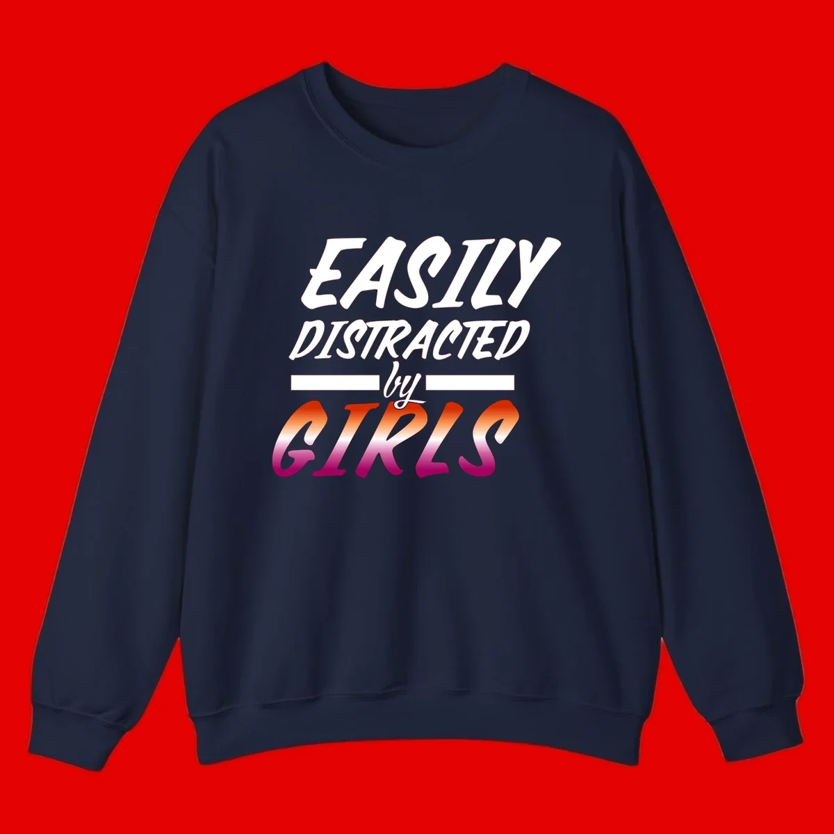 White and gradient red-to-pink text design reading 'Easily Distracted by GIKS' on gray background