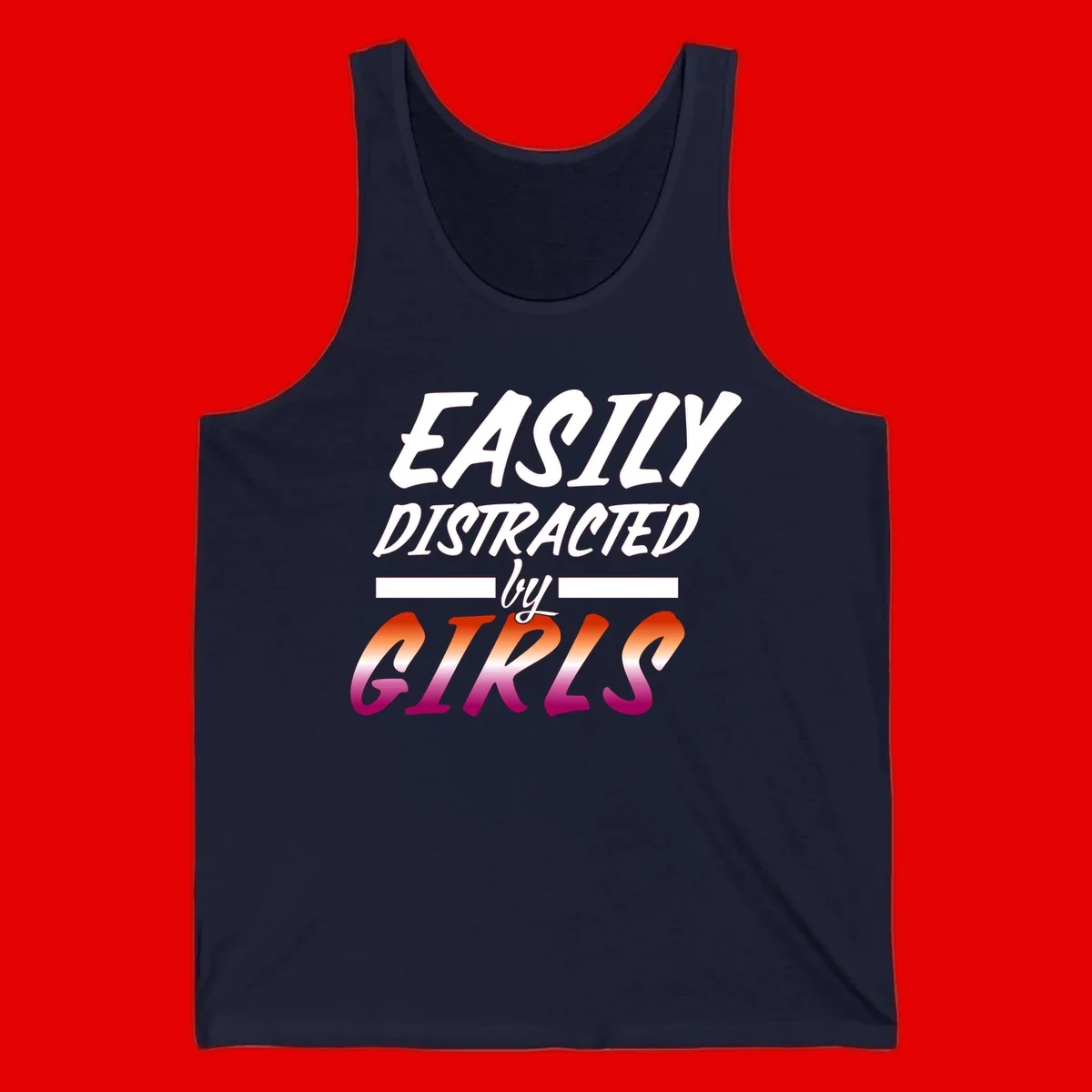 White and gradient red-to-pink text design reading 'Easily Distracted by GIKS' on gray background