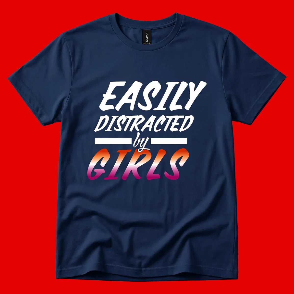 White and gradient red-to-pink text design reading 'Easily Distracted by GIKS' on gray background