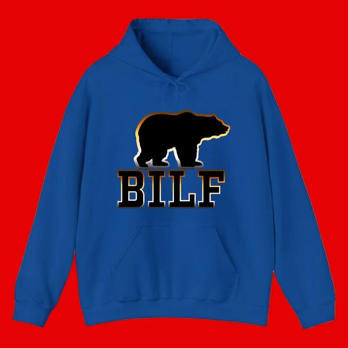 Black bear silhouette with golden outline above the word BITE in bold lettering on gray background