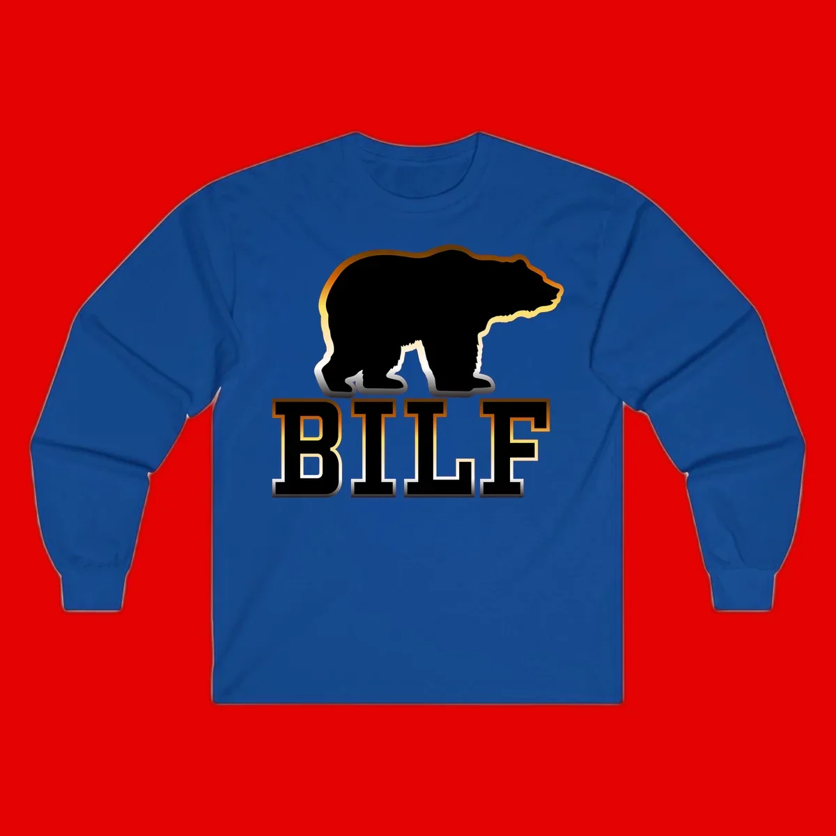 Black bear silhouette with golden outline above the word BITE in bold lettering on gray background