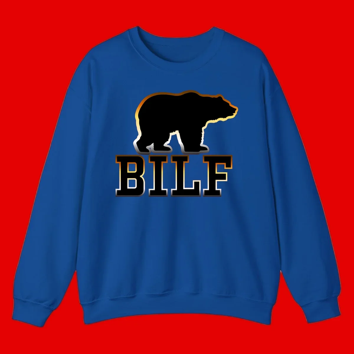 Black bear silhouette with golden outline above the word BITE in bold lettering on gray background