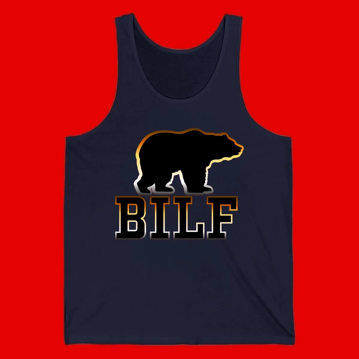 Black bear silhouette with golden outline above the word BITE in bold lettering on gray background