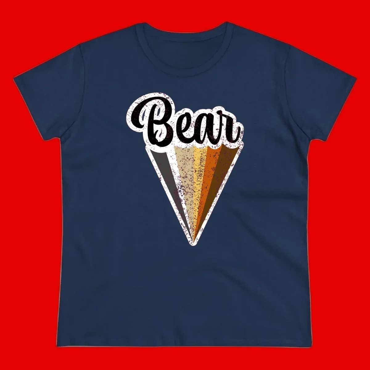 Retro vintage ice cream cone with Neapolitan flavors and 'Brood' text in distressed style