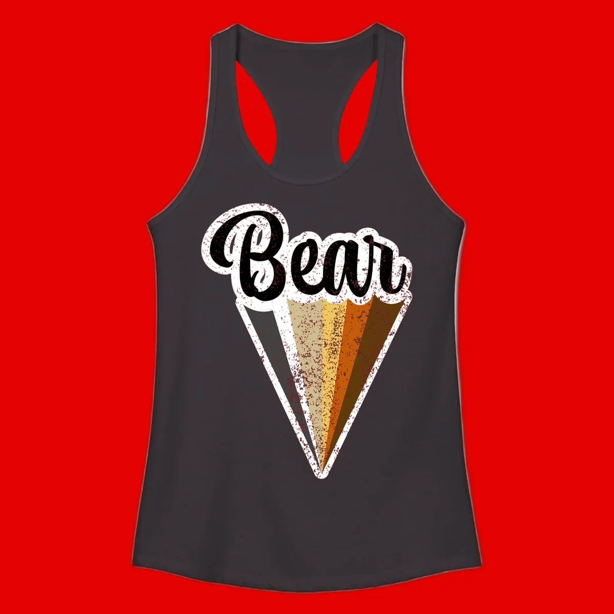 Retro vintage ice cream cone with Neapolitan flavors and 'Brood' text in distressed style