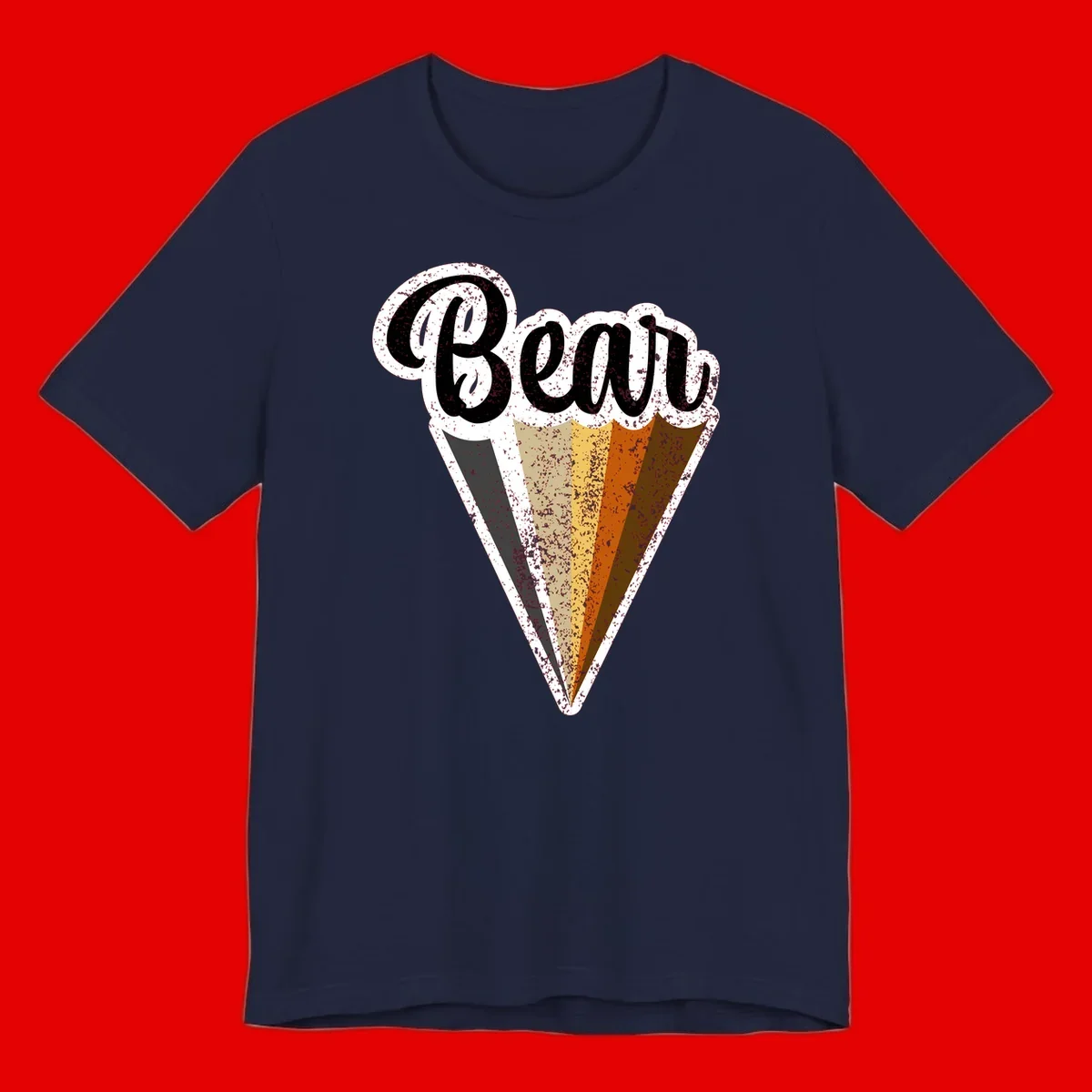 Retro vintage ice cream cone with Neapolitan flavors and 'Brood' text in distressed style