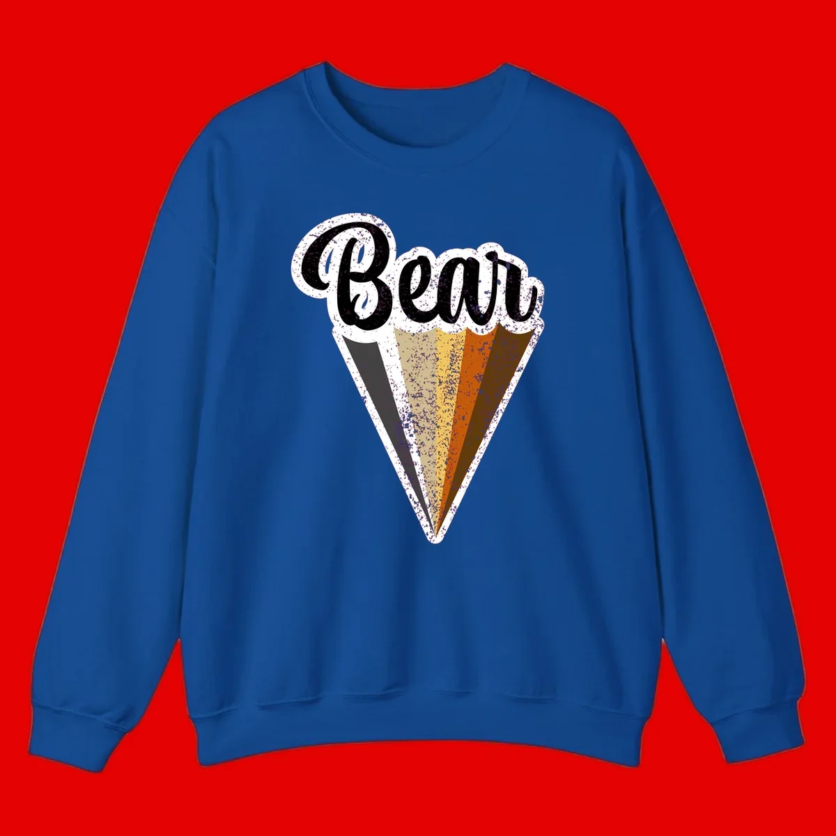 Retro vintage ice cream cone with Neapolitan flavors and 'Brood' text in distressed style