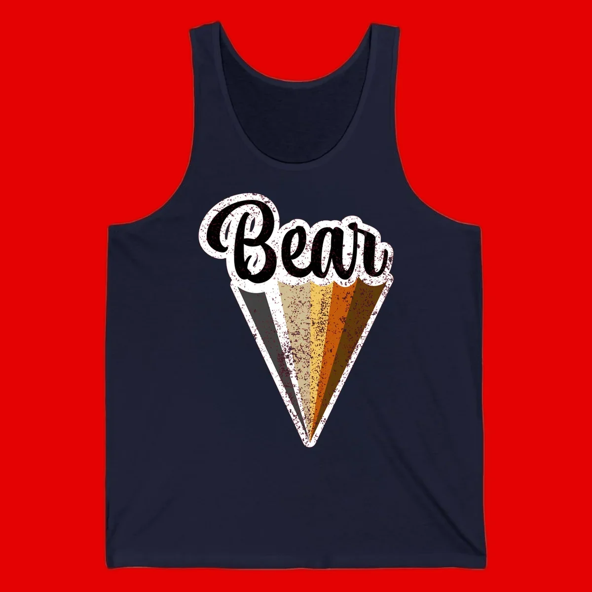 Retro vintage ice cream cone with Neapolitan flavors and 'Brood' text in distressed style