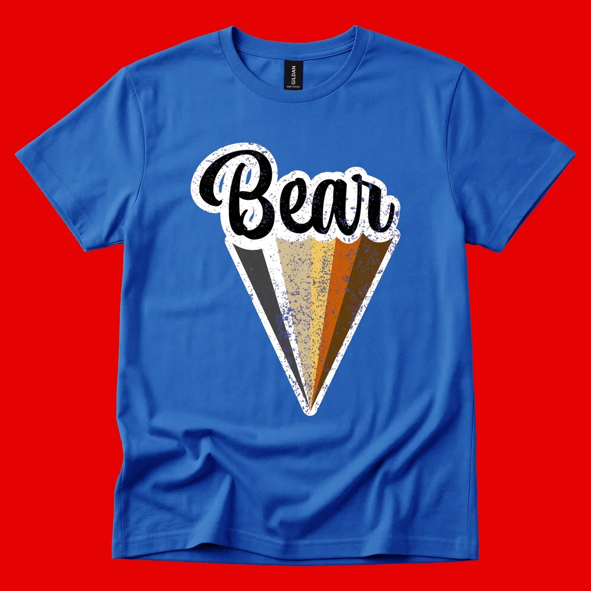 Retro vintage ice cream cone with Neapolitan flavors and 'Brood' text in distressed style