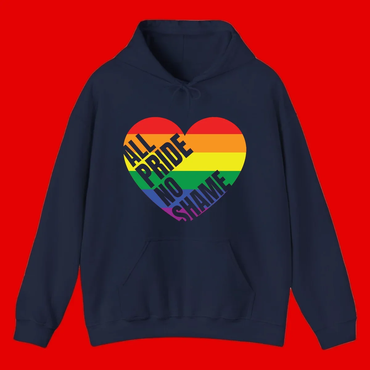 Rainbow pride heart with 'Love Is Love' text in gray, featuring red, orange, yellow, green, blue, and purple stripes symbolizing LGBTQ+ equality