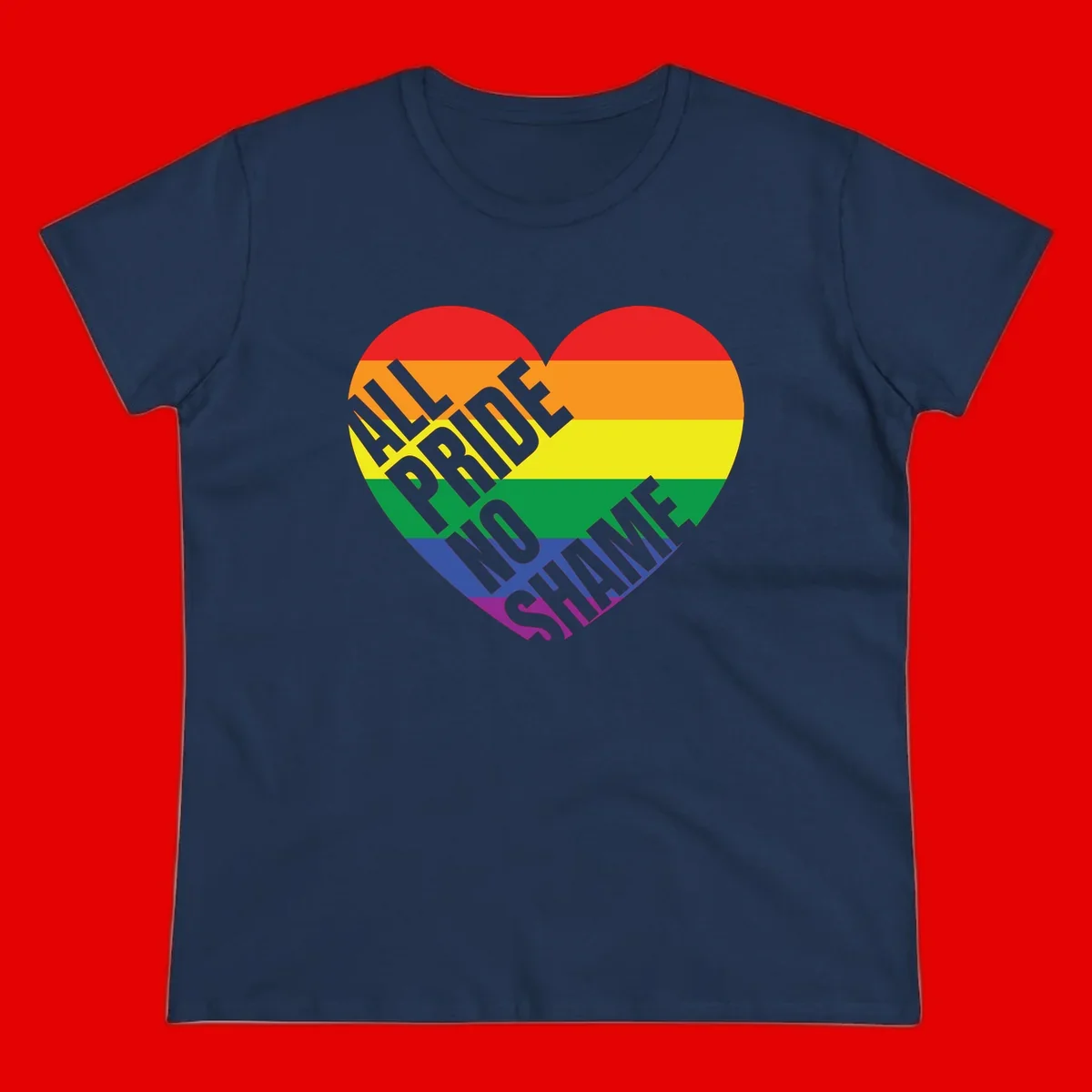 Rainbow pride heart with 'Love Is Love' text in gray, featuring red, orange, yellow, green, blue, and purple stripes symbolizing LGBTQ+ equality