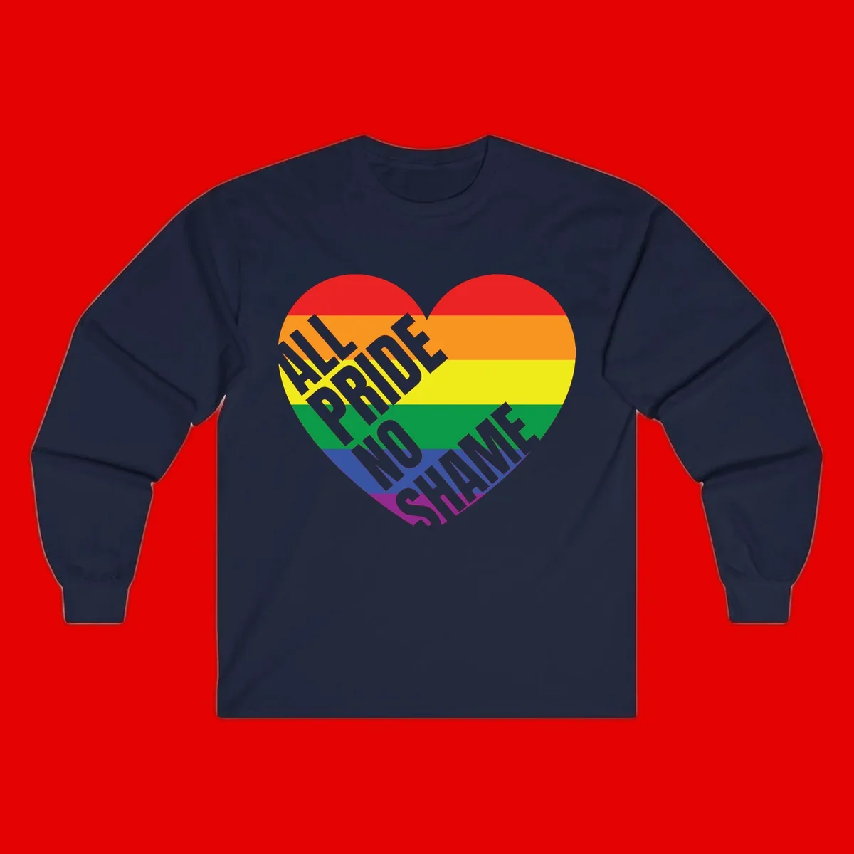 Rainbow pride heart with 'Love Is Love' text in gray, featuring red, orange, yellow, green, blue, and purple stripes symbolizing LGBTQ+ equality