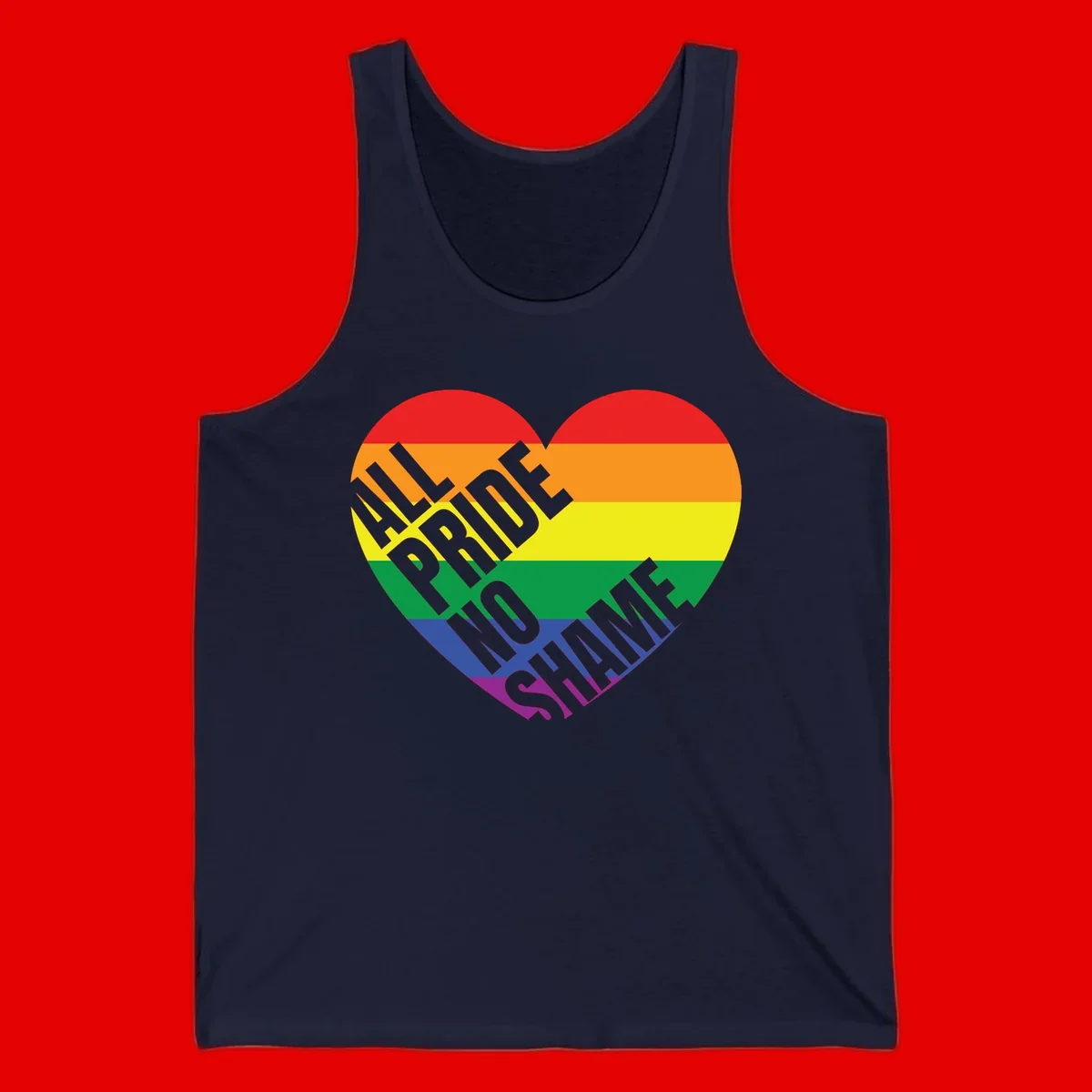 Rainbow pride heart with 'Love Is Love' text in gray, featuring red, orange, yellow, green, blue, and purple stripes symbolizing LGBTQ+ equality
