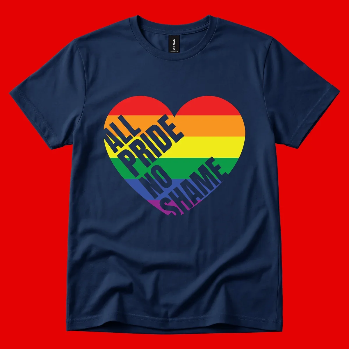 Rainbow pride heart with 'Love Is Love' text in gray, featuring red, orange, yellow, green, blue, and purple stripes symbolizing LGBTQ+ equality