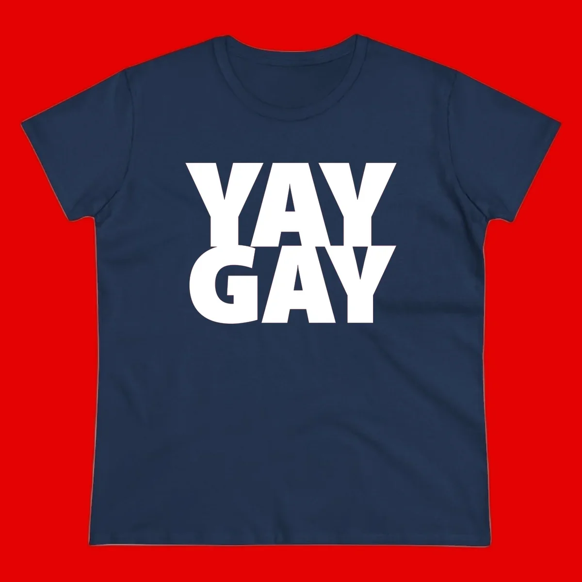 Bold white typography reading "WAY GAY" on gray background, modern pride statement design