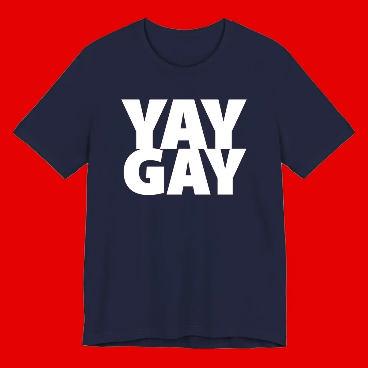 Bold white typography reading "WAY GAY" on gray background, modern pride statement design