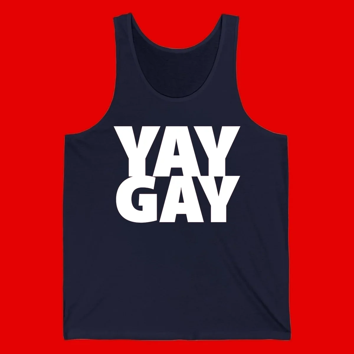 Bold white typography reading "WAY GAY" on gray background, modern pride statement design
