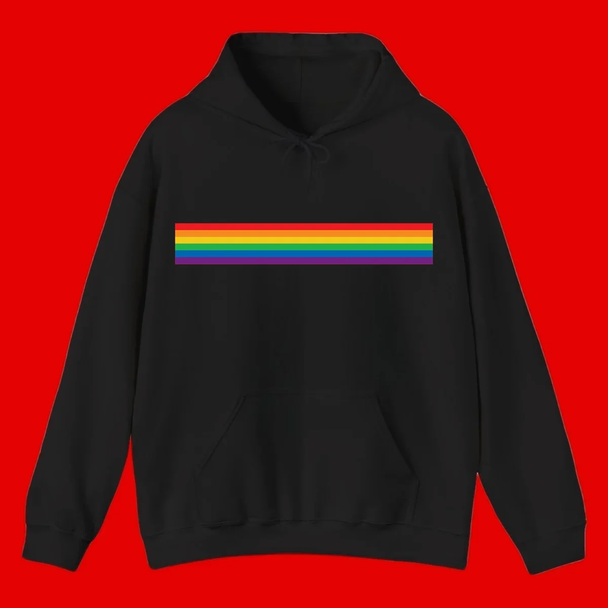 Rainbow pride flag with six horizontal stripes in red, orange, yellow, green, blue, and purple colors