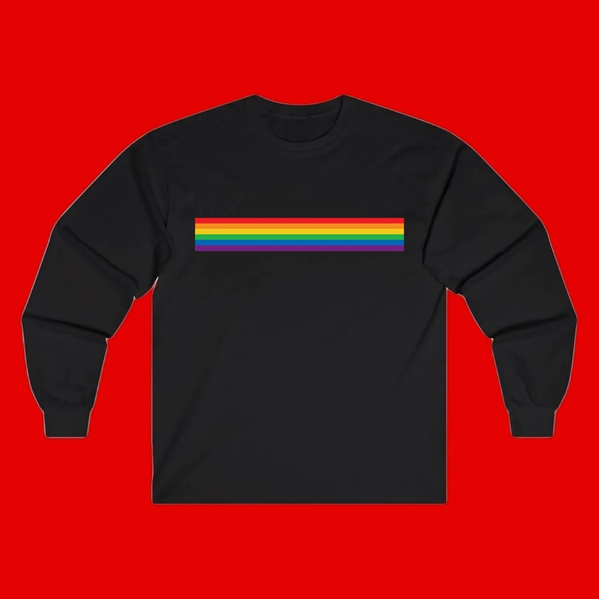 Rainbow pride flag with six horizontal stripes in red, orange, yellow, green, blue, and purple colors