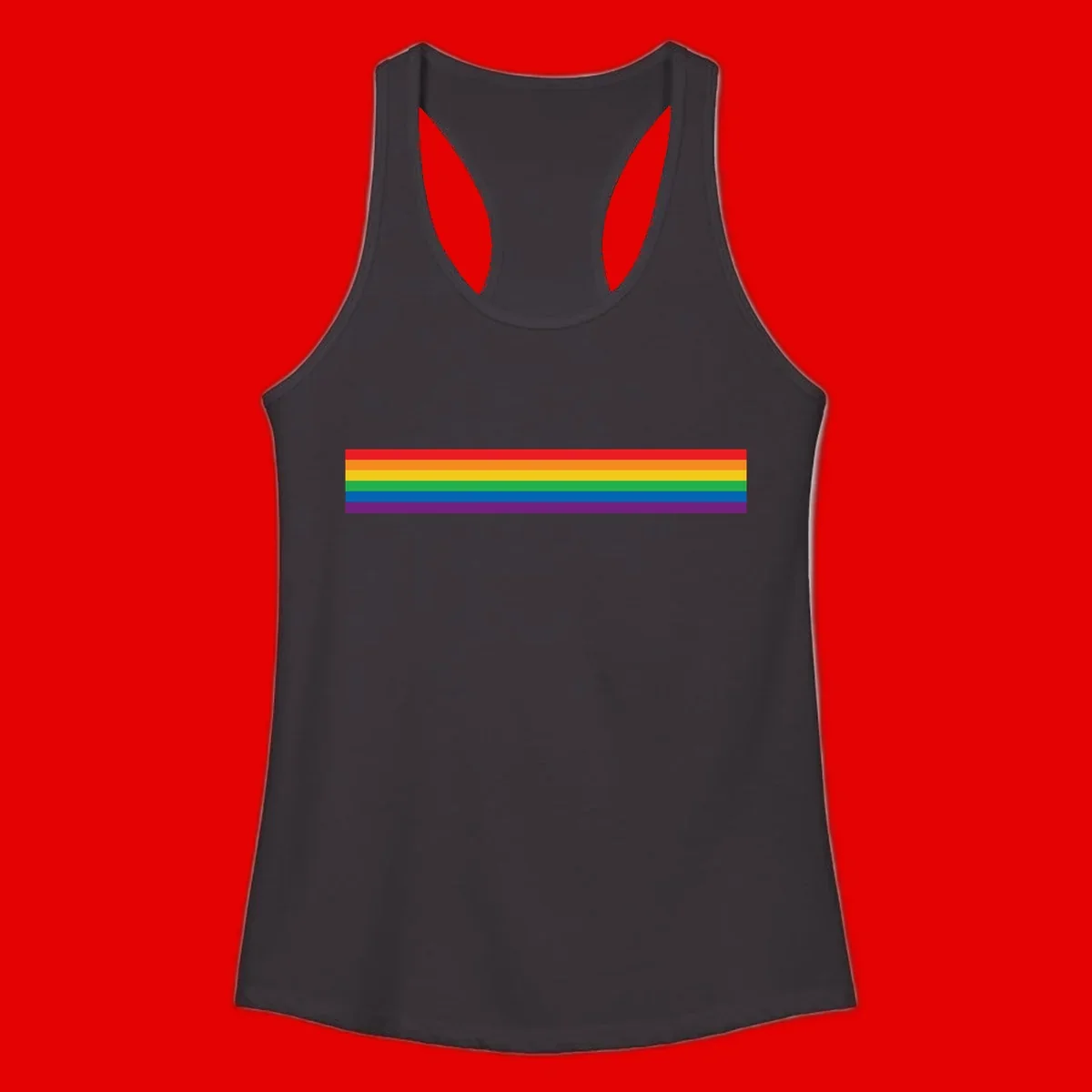 Rainbow pride flag with six horizontal stripes in red, orange, yellow, green, blue, and purple colors