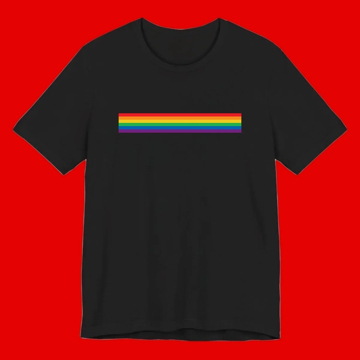 Rainbow pride flag with six horizontal stripes in red, orange, yellow, green, blue, and purple colors