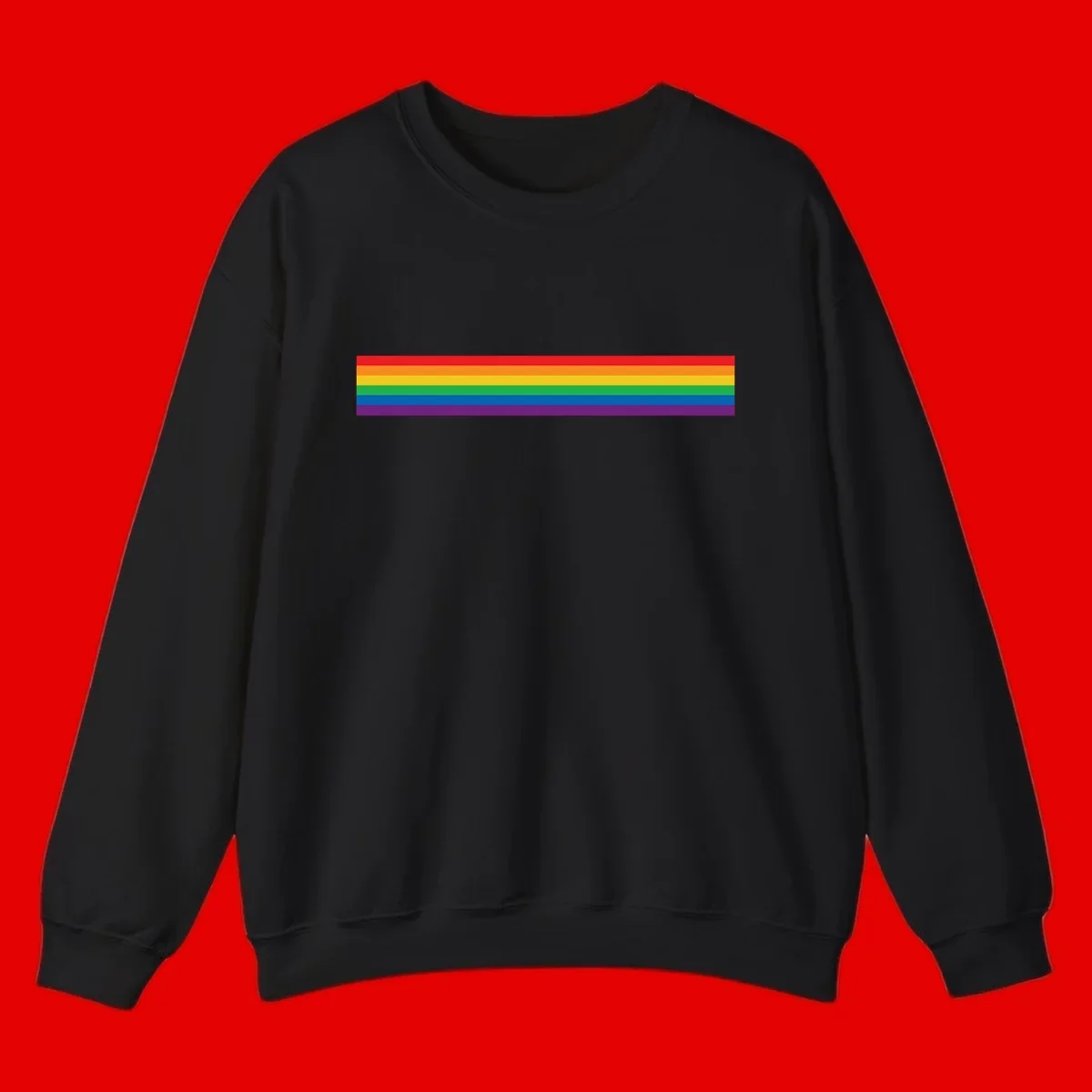 Rainbow pride flag with six horizontal stripes in red, orange, yellow, green, blue, and purple colors
