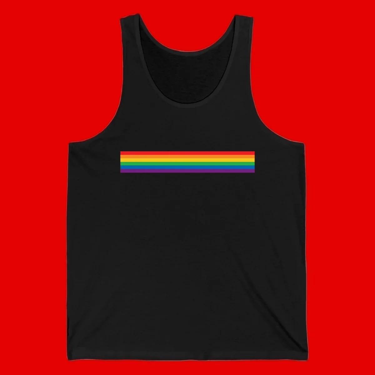 Rainbow pride flag with six horizontal stripes in red, orange, yellow, green, blue, and purple colors