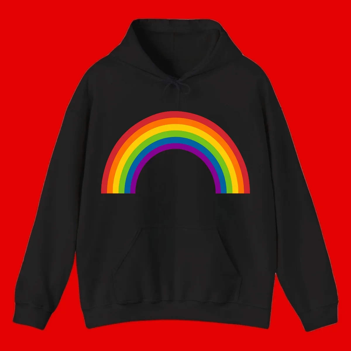 Classic pride rainbow arc with seven vibrant colored stripes in concentric semicircles