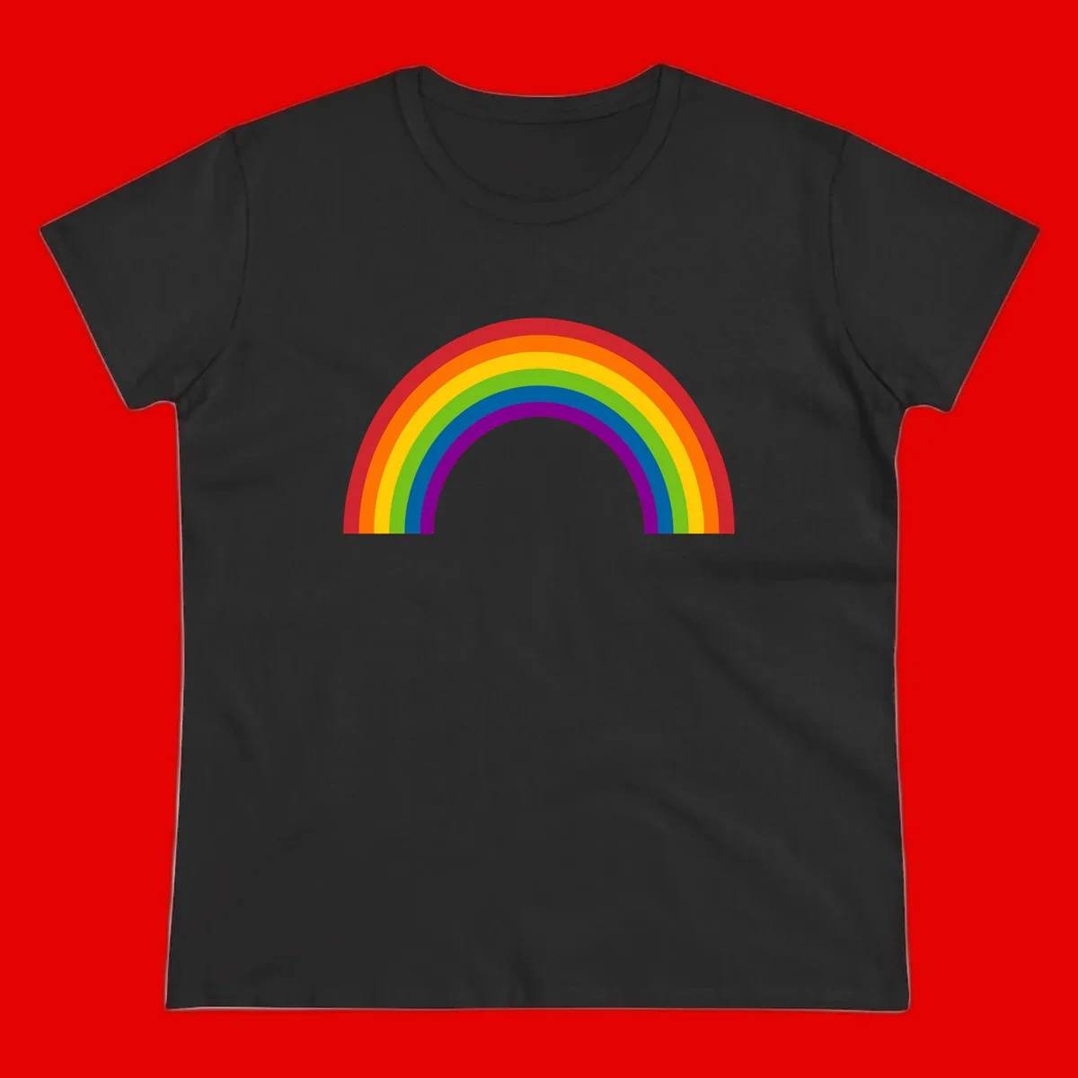 Classic pride rainbow arc with seven vibrant colored stripes in concentric semicircles