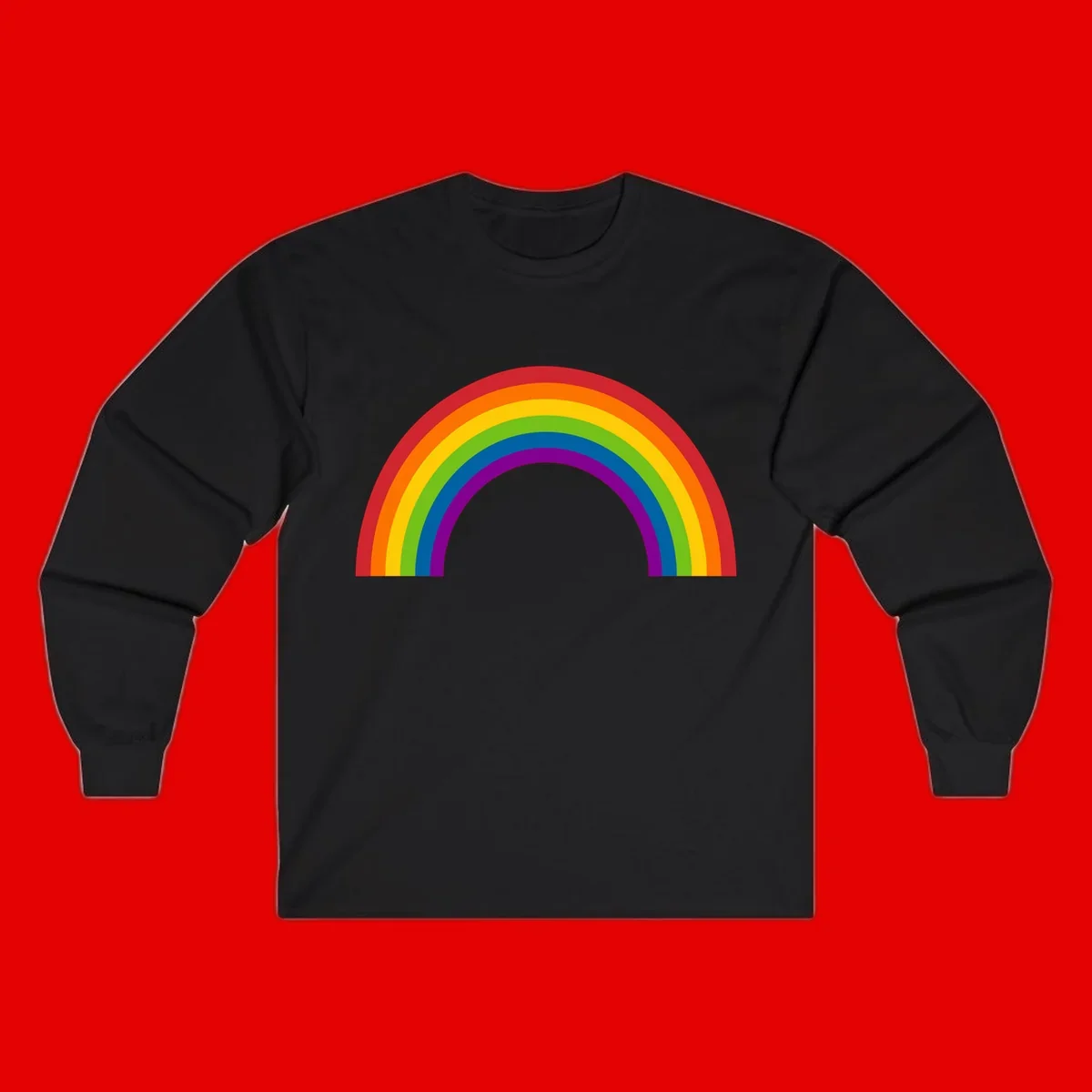 Classic pride rainbow arc with seven vibrant colored stripes in concentric semicircles