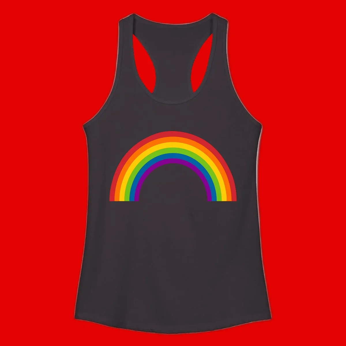 Classic pride rainbow arc with seven vibrant colored stripes in concentric semicircles