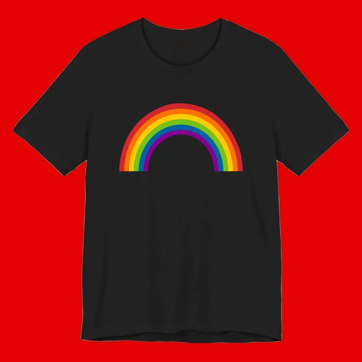 Classic pride rainbow arc with seven vibrant colored stripes in concentric semicircles