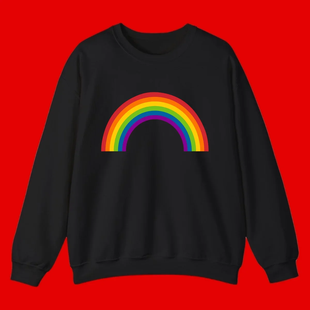 Classic pride rainbow arc with seven vibrant colored stripes in concentric semicircles
