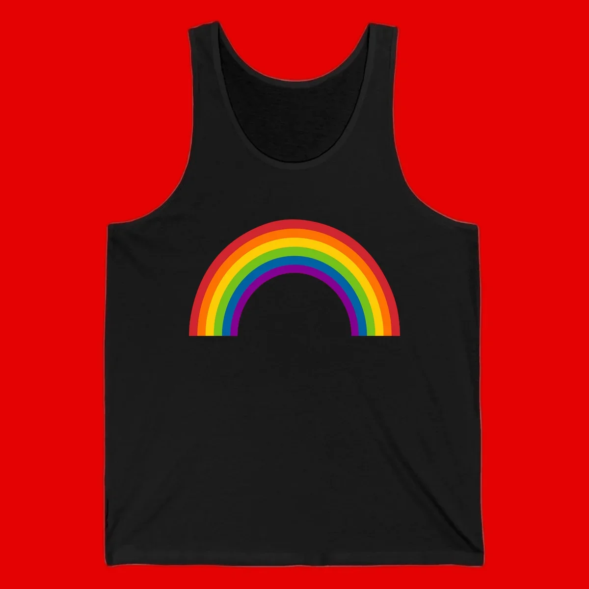 Classic pride rainbow arc with seven vibrant colored stripes in concentric semicircles