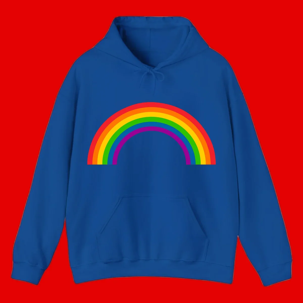 Rainbow pride arc with seven concentric colored stripes in red, orange, yellow, green, blue, purple, and magenta forming a semicircle against gray background