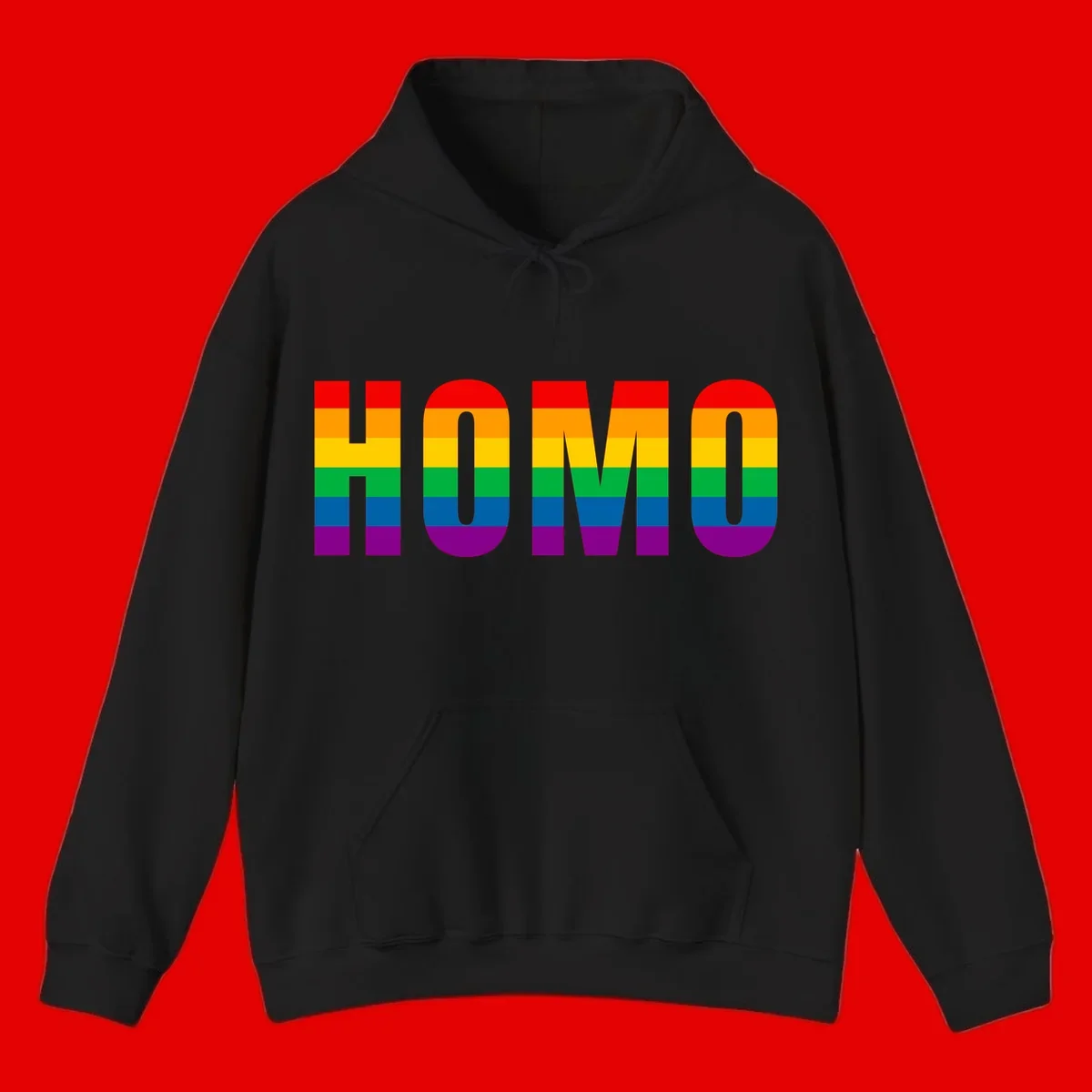 Love is love rainbow pride design with letters filled in rainbow flag stripes against gray background