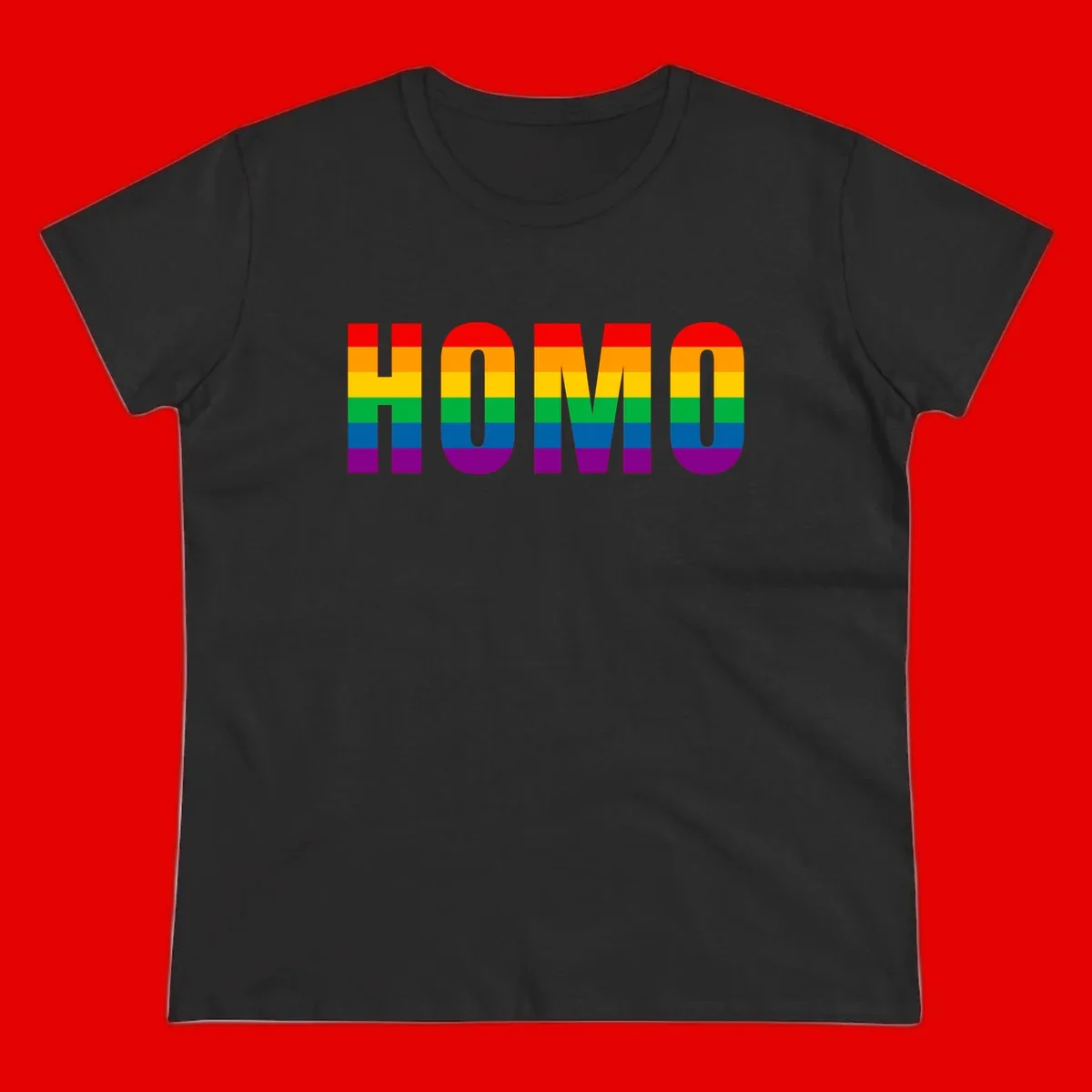Love is love rainbow pride design with letters filled in rainbow flag stripes against gray background