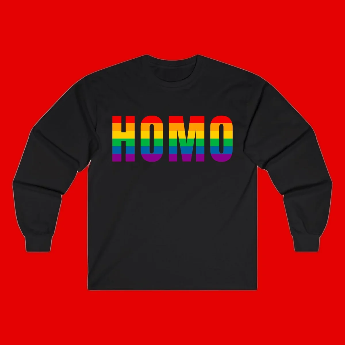 Love is love rainbow pride design with letters filled in rainbow flag stripes against gray background
